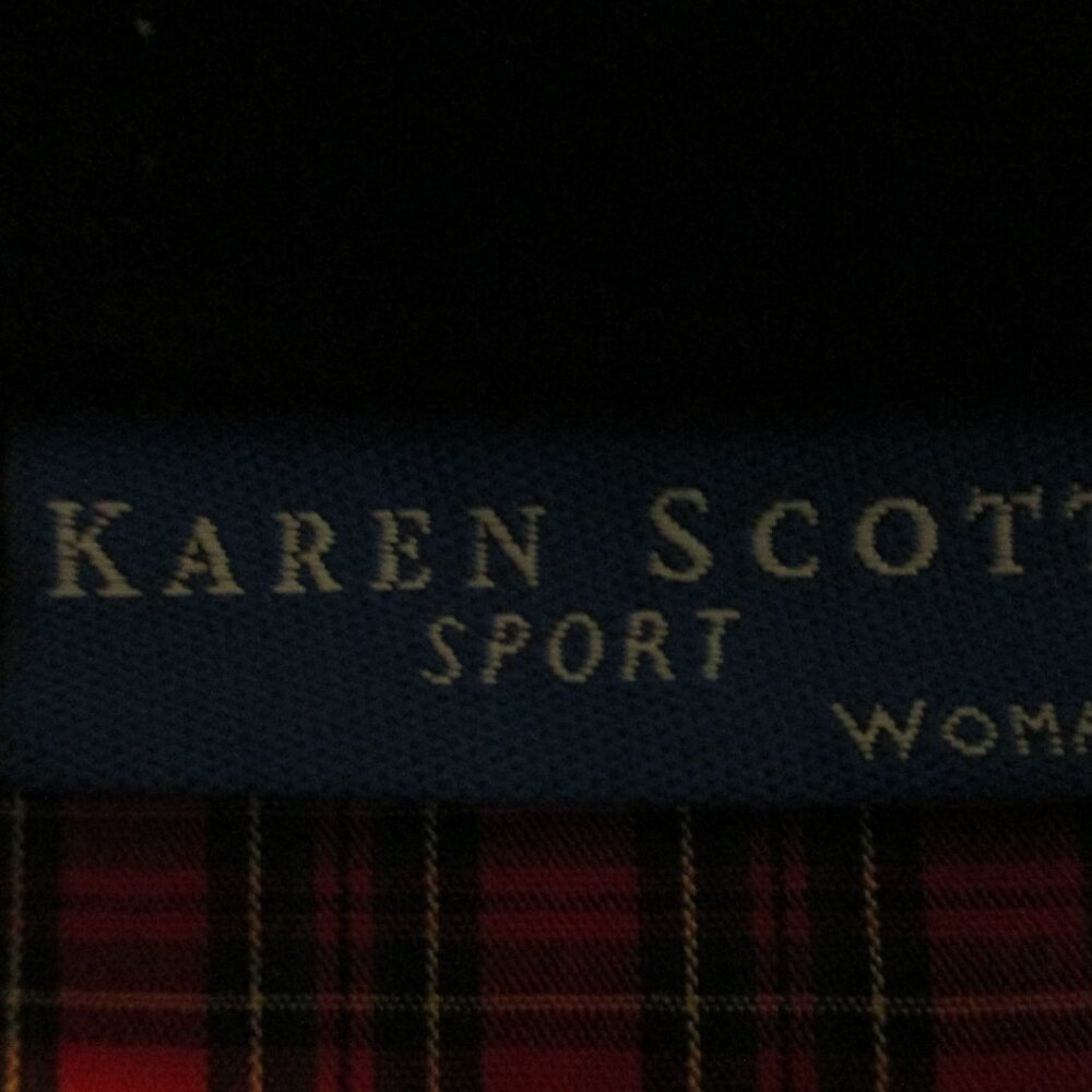 Karen Scott top Christmas plaid with dogs, velvet collar & buttons size 2x - Picture 2 of 12